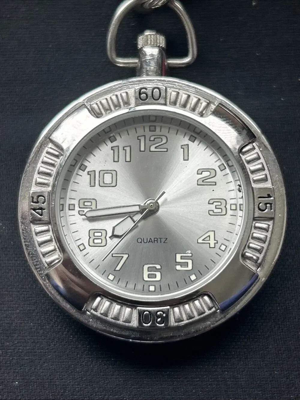 Silver Tone Clip On Quartz Watch
